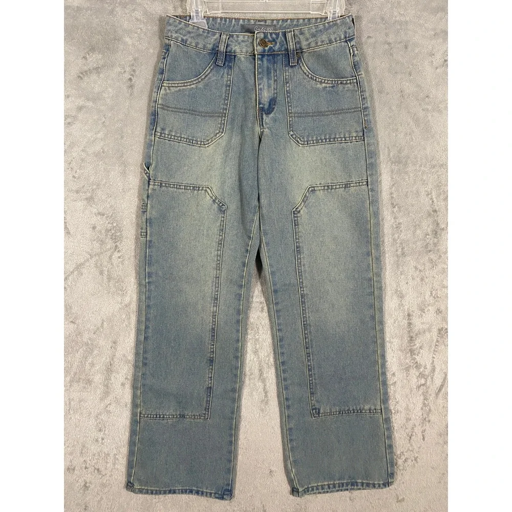 Cali 1850 Carpenter Jeans Womens 3/26 Blue Relaxed Straight Leg‎ Utility Y2K